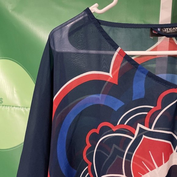 NEW ENGLAND PATRIOTS Women's logo semi sheer swim cover up in BLUE   OSFM - VGUC - Picture 2 of 8